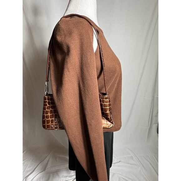 Kenneth Cole Reaction Brown/Copper Faux Alligator Print Clutch Shoulder purse - Picture 16 of 16